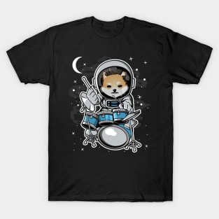 Astronaut Drummer Dogelon Mars ELON Coin To The Moon Crypto Token Cryptocurrency Blockchain Wallet Birthday Gift For Men Women Kids T-Shirt